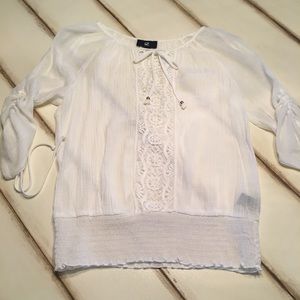 White boho peasant top